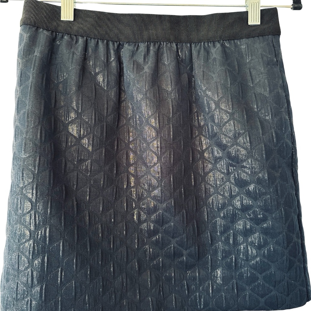 Ann Taylor Loft Iridescent Black Geometric Textured Skirt w/ Pockets Size 4P‎